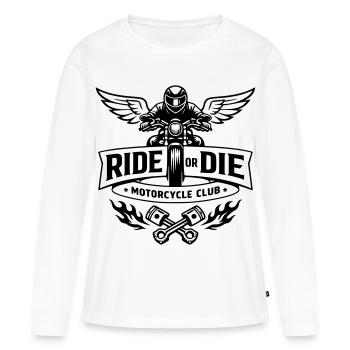 Ride or die - Motorcycle club - T-shirt manches longues Premium bio Femme - blanc - Devant - Julia (174cm)