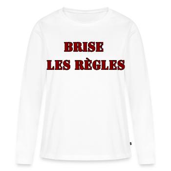 BRISE LES RÈGLES - T-shirt manches longues Premium bio Femme - blanc - Devant - Julia (174cm)