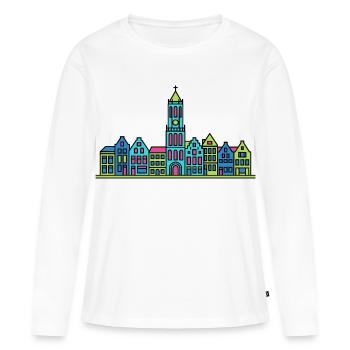 Silhouette de la Dom Tower de la ville d’Utrecht Art moderne - T-shirt manches longues Premium bio Femme - blanc - Devant - Julia (174cm)