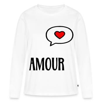 Amour Cœur - T-shirt manches longues Premium bio Femme - blanc - Devant - Julia (174cm)