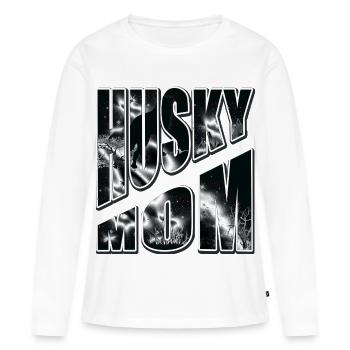 Maman Husky dans Winter Star - T-shirt manches longues Premium bio Femme - blanc - Devant - Julia (174cm)