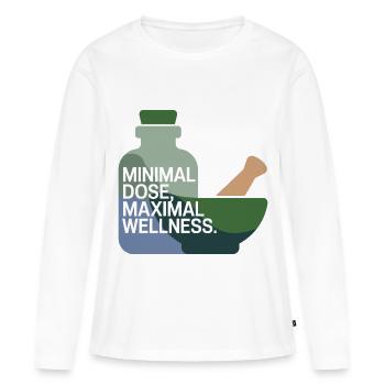 Homéopathie Dose Minimale Bien-être Maximal - T-shirt manches longues Premium bio Femme - blanc - Devant - Julia (174cm)