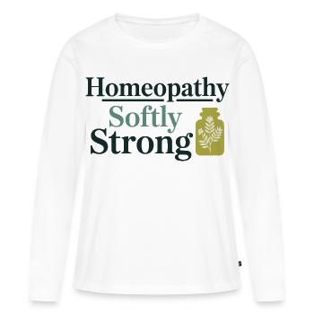 Homéopathie Praticien Professionnel Doux, Fort - T-shirt manches longues Premium bio Femme - blanc - Devant - Julia (174cm)