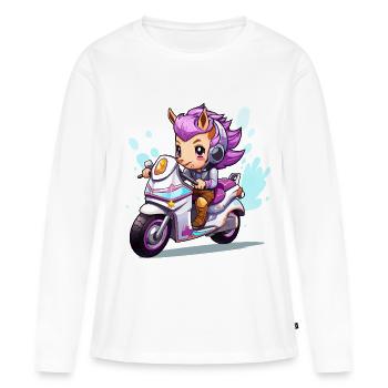 Chibi Motorradheldin - Frauen Premium Bio Langarmshirt - Weiß - Vorne - Julia (174cm)