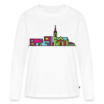 Skyline de la nouvelle cathédrale de Linz Art moderne en ligne - T-shirt manches longues Premium bio Femme - blanc - Devant - Julia (174cm)
