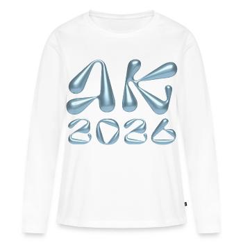 Métal liquide AK 2023 - T-shirt manches longues Premium bio Femme - blanc - Devant - Julia (174cm)