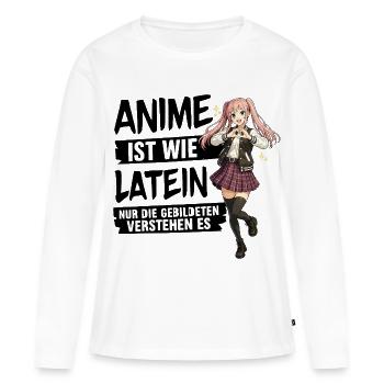 Anime Schulmädchen Herzpose - Frauen Premium Bio Langarmshirt - Weiß - Vorne - Julia (174cm)