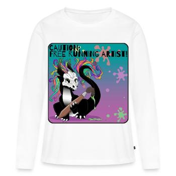 Attention : Artiste freelance running - T-shirt manches longues Premium bio Femme - blanc - Devant - Julia (174cm)