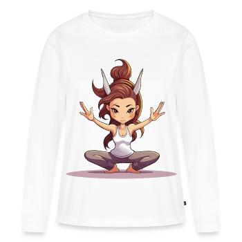 Équilibre du Yogi Dragon - T-shirt manches longues Premium bio Femme - blanc - Devant - Julia (174cm)