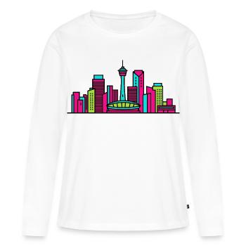 Skyline de la ville de Calgary Tour Calgary Art moderne - T-shirt manches longues Premium bio Femme - blanc - Devant - Julia (174cm)