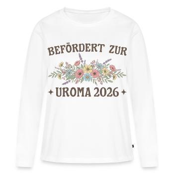 Befördert zur Uroma 2026 Blumen - Frauen Premium Bio Langarmshirt - Weiß - Vorne - Julia (174cm)