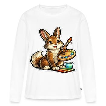 Artiste lapin avec palette - T-shirt manches longues Premium bio Femme - blanc - Devant - Julia (174cm)
