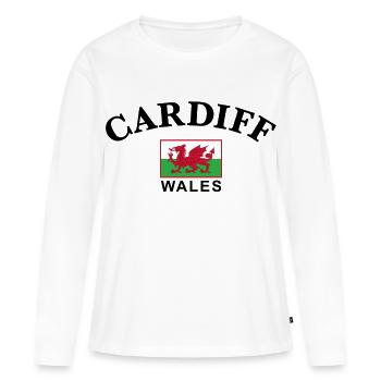 Cardiff, Pays de Galles - T-shirt manches longues Premium bio Femme - blanc - Devant - Julia (174cm)