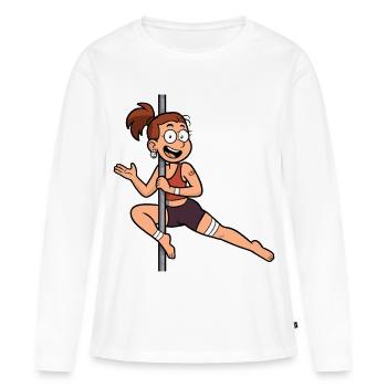 Pole Dance Cartoon – Lustige Dancerin - Frauen Premium Bio Langarmshirt - Weiß - Vorne - Julia (174cm)