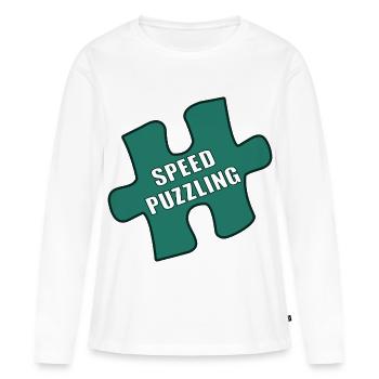 Puzzle rapide - T-shirt manches longues Premium bio Femme - blanc - Devant - Julia (174cm)