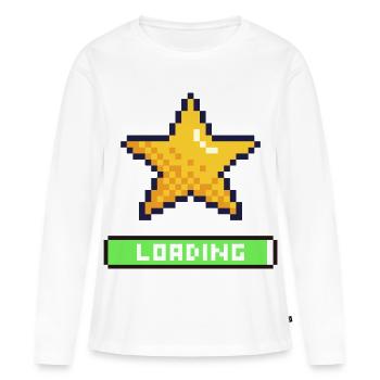 loading pixel étoile - T-shirt manches longues Premium bio Femme - blanc - Devant - Julia (174cm)