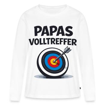 Papas Volltreffer Baby Dart Geschenk - Frauen Premium Bio Langarmshirt - Weiß - Vorne - Julia (174cm)