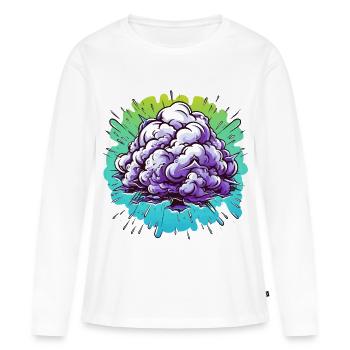 Explosion de la Boule de Brume Violette - T-shirt manches longues Premium bio Femme - blanc - Devant - Julia (174cm)