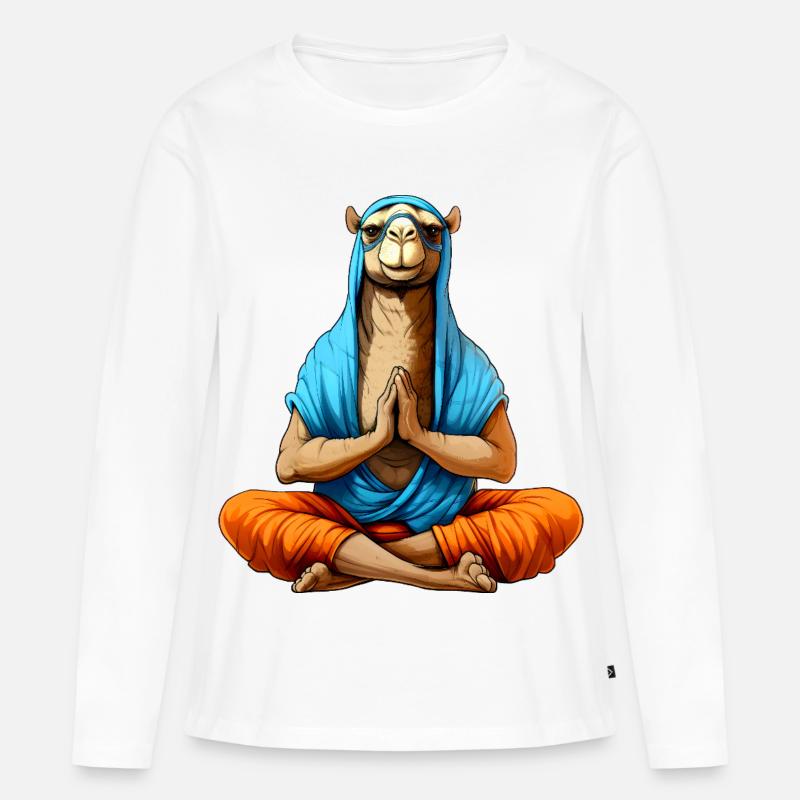 Yoga Kamel - Frauen Premium Bio Langarmshirt - Weiß