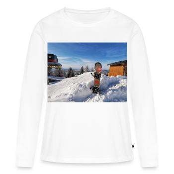 Snowboard sur une pente ensoleillée - T-shirt manches longues Premium bio Femme - blanc - Devant - Julia (174cm)
