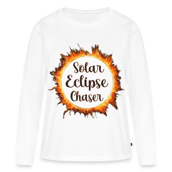 Chasseur d’éclipses solaires - T-shirt manches longues Premium bio Femme - blanc - Devant - Julia (174cm)