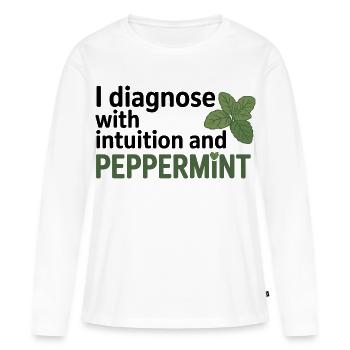 Intuition diagnostique naturopathe, menthe poivrée - T-shirt manches longues Premium bio Femme - blanc - Devant - Julia (174cm)