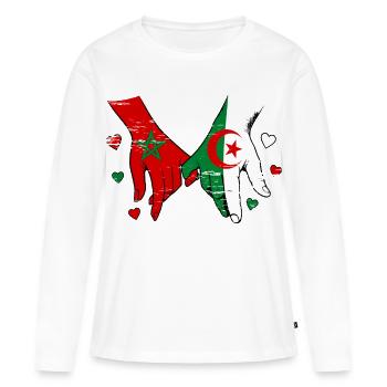 Marokko Algerien Flaggen Händehalten used - Frauen Premium Bio Langarmshirt - Weiß - Vorne - Julia (174cm)