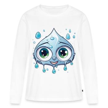 Motif de goutte d’eau de Kawaii - T-shirt manches longues Premium bio Femme - blanc - Devant - Julia (174cm)