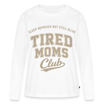 Schlaflos, aber noch am Leben – Club der müden Mütter - Frauen Premium Bio Langarmshirt - Weiß - Vorne - Julia (174cm)