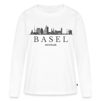 Bâle en Suisse, silhouette de Bâle - T-shirt manches longues Premium bio Femme - blanc - Devant - Julia (174cm)
