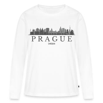 Silhouette de Prague, République tchèque de Prague - T-shirt manches longues Premium bio Femme - blanc - Devant - Julia (174cm)