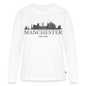 Manchester Angleterre, silhouette de Manchester - T-shirt manches longues Premium bio Femme - blanc - Devant - Julia (174cm)