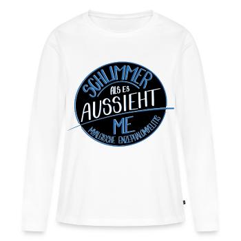 Schlimmer als es aussieht, ME - Frauen Premium Bio Langarmshirt - Weiß - Vorne - Julia (174cm)