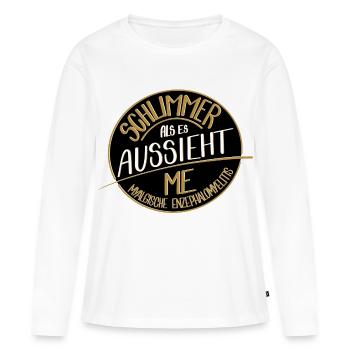 Schlimmer als es aussieht, ME  - Frauen Premium Bio Langarmshirt - Weiß - Vorne - Julia (174cm)
