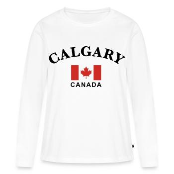 Calgary, Canada - T-shirt manches longues Premium bio Femme - blanc - Devant - Julia (174cm)