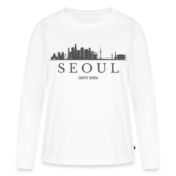 Séoul, Corée du Sud, silhouette de Séoul - T-shirt manches longues Premium bio Femme - blanc - Devant - Julia (174cm)