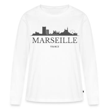Marseille, Frankreich, Marseille Skyline - Frauen Premium Bio Langarmshirt - Weiß - Vorne - Julia (174cm)