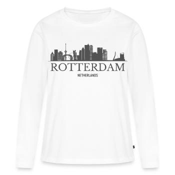 Rotterdam, Pays-Bas, silhouette de Rotterdam - T-shirt manches longues Premium bio Femme - blanc - Devant - Julia (174cm)