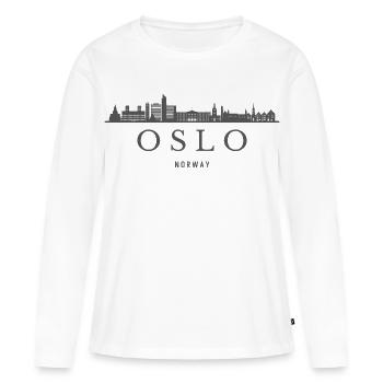 Oslo, Norvège, silhouette d’Oslo - T-shirt manches longues Premium bio Femme - blanc - Devant - Julia (174cm)