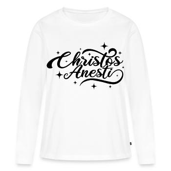 Christos Anesti Pâques orthodoxes - T-shirt manches longues Premium bio Femme - blanc - Devant - Julia (174cm)