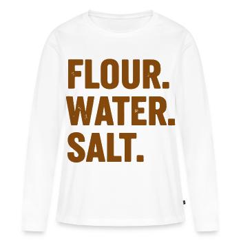 Pain au levain Baking Baking Pâtissier Farine Eau Sel - T-shirt manches longues Premium bio Femme - blanc - Devant - Julia (174cm)