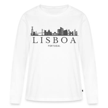 Skyline von Lissabon, Lissaboner Stadtkunst - Frauen Premium Bio Langarmshirt - Weiß - Vorne - Julia (174cm)