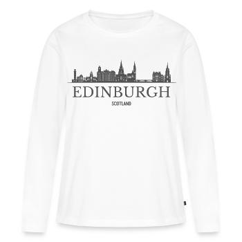 Édimbourg, Écosse, silhouette d’Édimbourg - T-shirt manches longues Premium bio Femme - blanc - Devant - Julia (174cm)