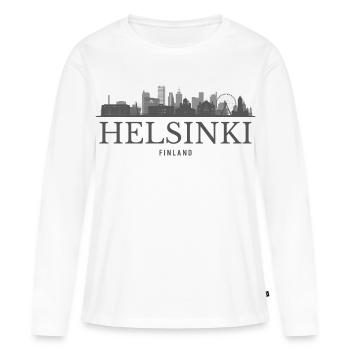 Helsinki, Finlande, silhouette d’Helsinki - T-shirt manches longues Premium bio Femme - blanc - Devant - Julia (174cm)