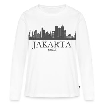 Jakarta Indonésie, ligne d’horizon de Jakarta - T-shirt manches longues Premium bio Femme - blanc - Devant - Julia (174cm)