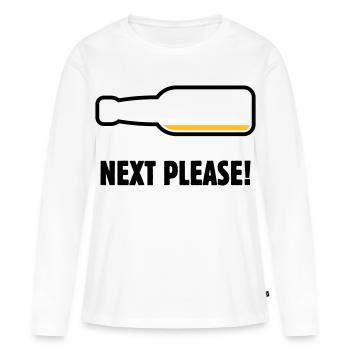 Suivant, s’il vous plaît ! (Bière / Bière / Pourrie 2C) - T-shirt manches longues Premium bio Femme - blanc - Devant - Julia (174cm)
