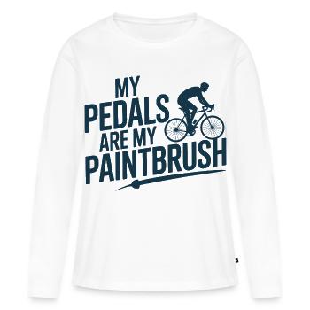 Les pédales sont mon pinceau - T-shirt manches longues Premium bio Femme - blanc - Devant - Julia (174cm)
