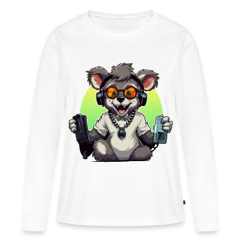 Gamer Koala mit Headset - Frauen Premium Bio Langarmshirt - Weiß - Vorne - Julia (174cm)