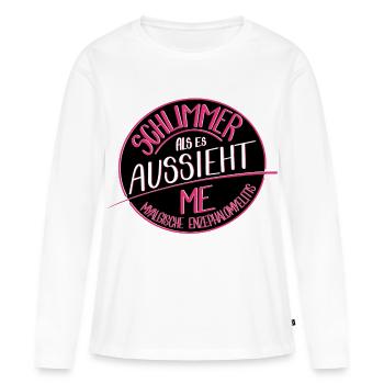 Schlimmer als es aussieht, M.E. - Frauen Premium Bio Langarmshirt - Weiß - Vorne - Julia (174cm)