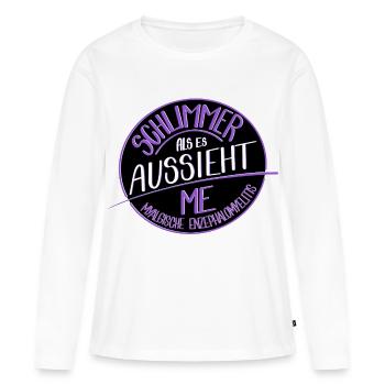 Schlimmer als es aussieht, M.E.  - Frauen Premium Bio Langarmshirt - Weiß - Vorne - Julia (174cm)
